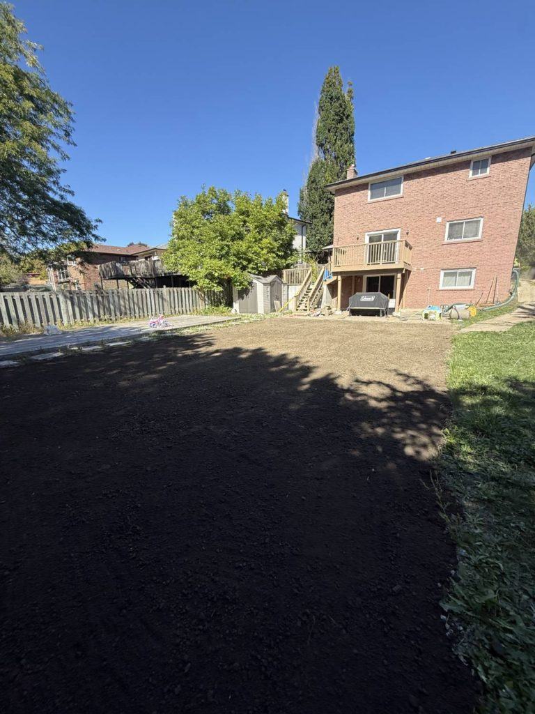 an area of levelled sand in a garden