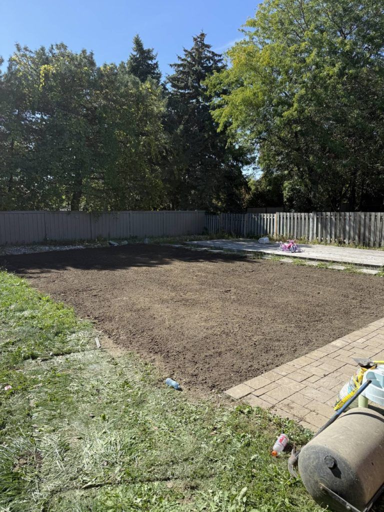 an area of levelled sand in a garden